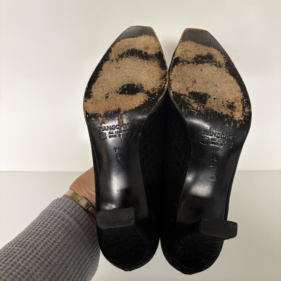 Rangoni Firenze Black Suede Leather Heels Size 7.5B Italy Elegant Womens Shoes - Picture 9 of 10